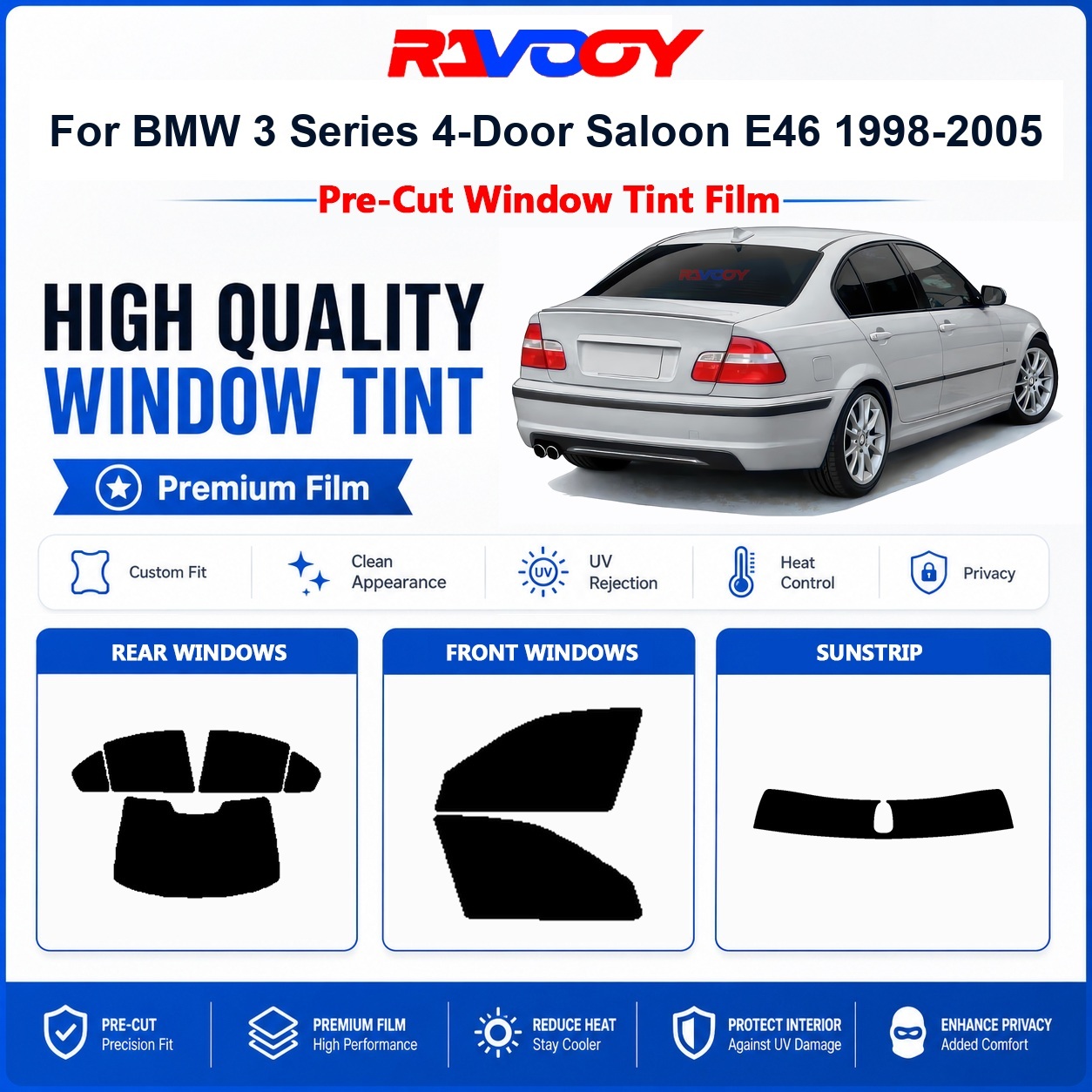 BMW 3 시리즈 4도어 세단 E46 1998-2005 - Privacy Screen Protector 리뷰 및 가격